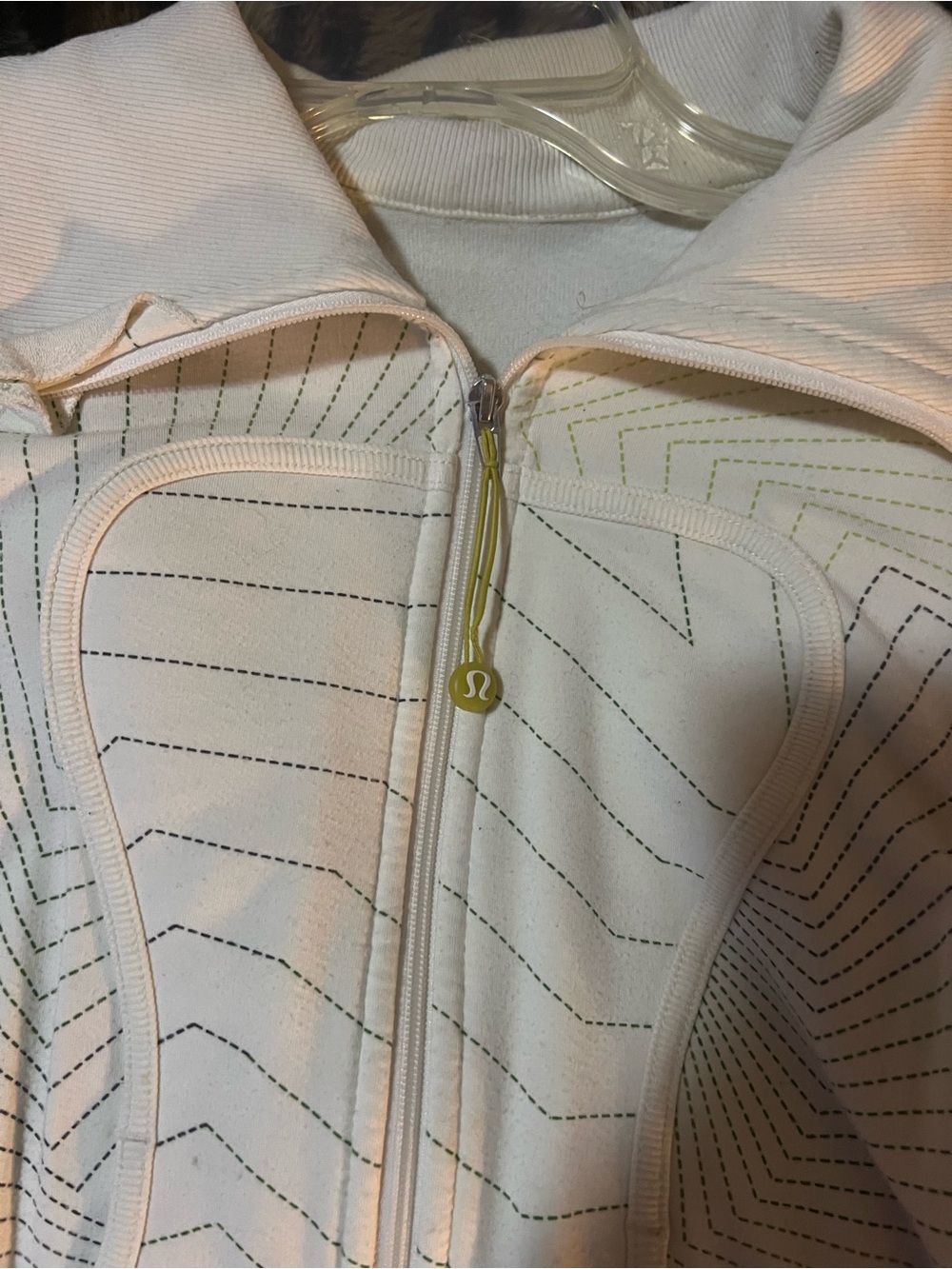 lululemon athletica White Zip-Front define Athletic  Jacket with Lime Accents